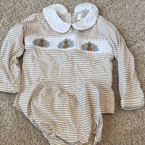 Striped Kids Matching Set with Embroidered Detail